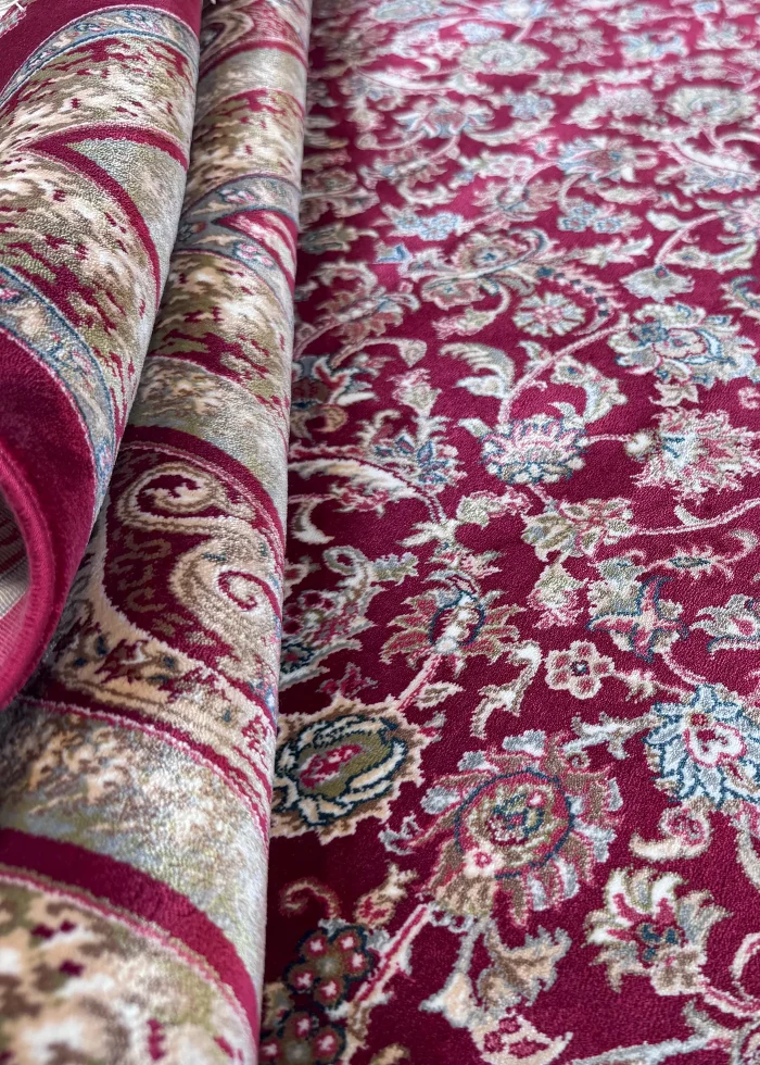 Red and Beige Persian Rug Shah Abbasi Pattern 5 x 5 - Image 7