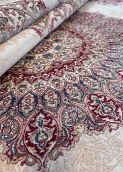 Beige and Red Persian Rug Vanda Pattern 5 x 5 - Image 7