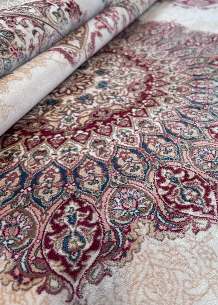 Beige and Red Persian Rug Vanda Pattern 5 x 5 - Image 7