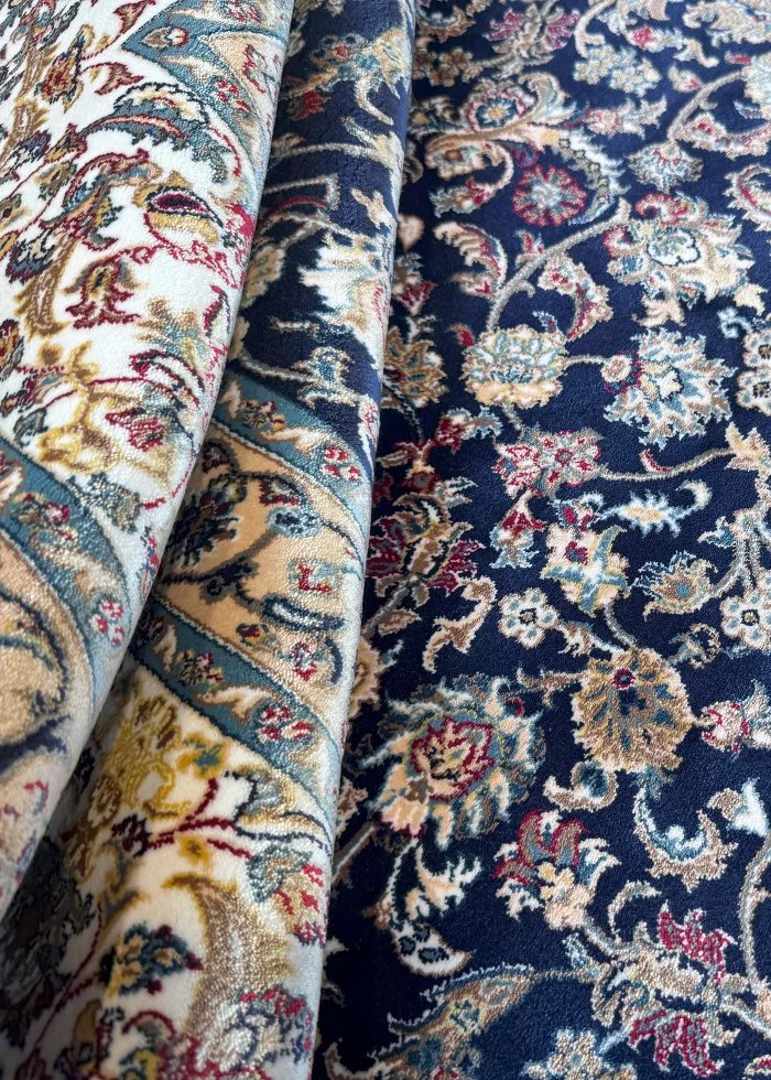 Navy Blue and Blue Persian Rug Afshan Pattern 5 x 5 - Image 6