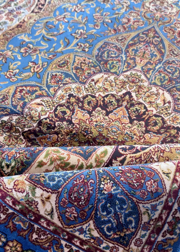 Blue and Beige Persian Rug Flame Pattern 4 x 6 - Image 6