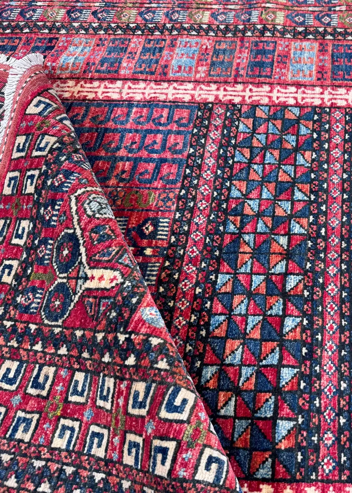 Red and Orange Wool Persian Rug Tabriz Pattern 4 x 6 - Image 4