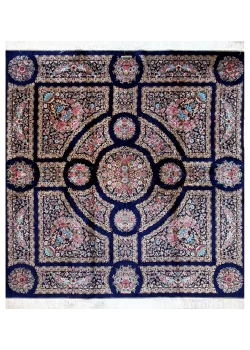 Blue and Pink Persian Rug Thousand Flowers Pattern 7 x 7