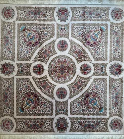 Beige and Pink Persian Rug Thousand Flowers Pattern 7 x 7 - Image 2
