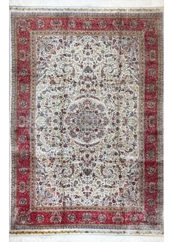 Beige and Red Persian Rug Shah Abbasi Pattern 7 x 9