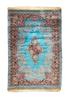 Blue and Pink Persian Rug Paisley Pattern 7 x 9