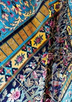 Black and Blue Persian Rug Bird Garden Pattern 5 x 8 - Image 2
