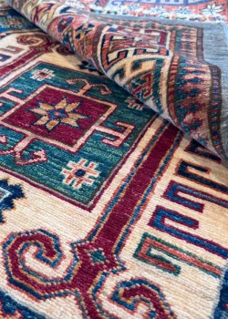 Blue and Yellow Wool Persian Rug Kashan Pattern 5 x 8 - Image 7