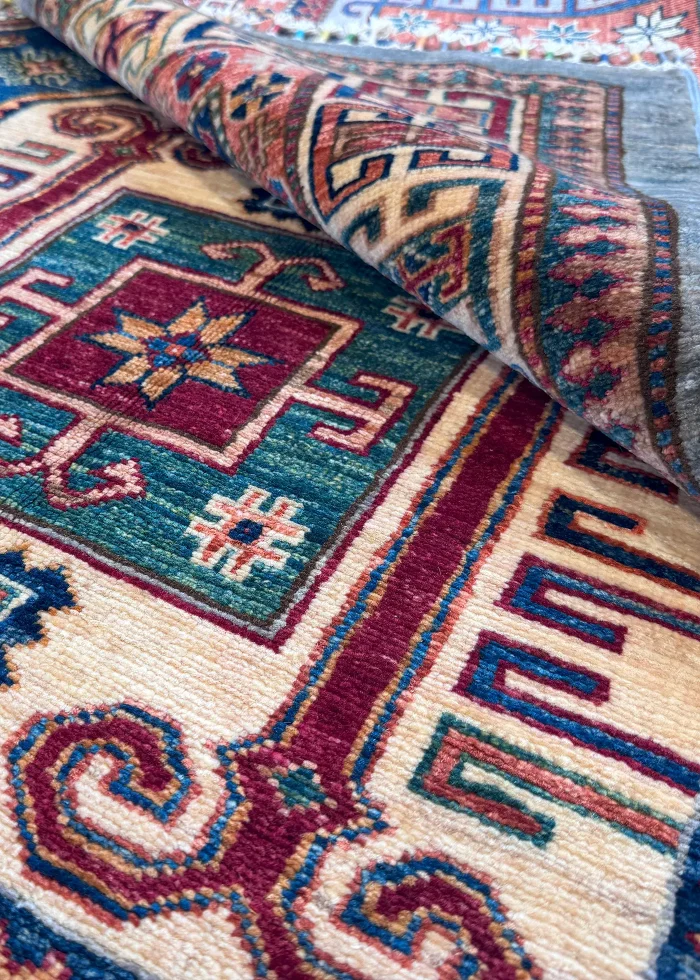 Blue and Yellow Wool Persian Rug Kashan Pattern 5 x 8 - Image 7