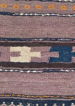 Brown and Taupe Persian Kilim Shahsavan Pattern 3 x 8 - Image 3