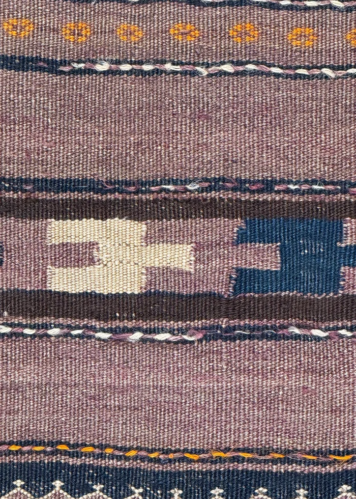 Brown and Taupe Persian Kilim Shahsavan Pattern 3 x 8 - Image 3