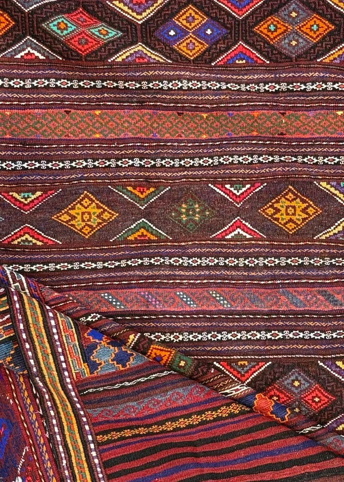 Red and Purple Persian Kilim Shahsavan Pattern 7 x 9 - Image 6
