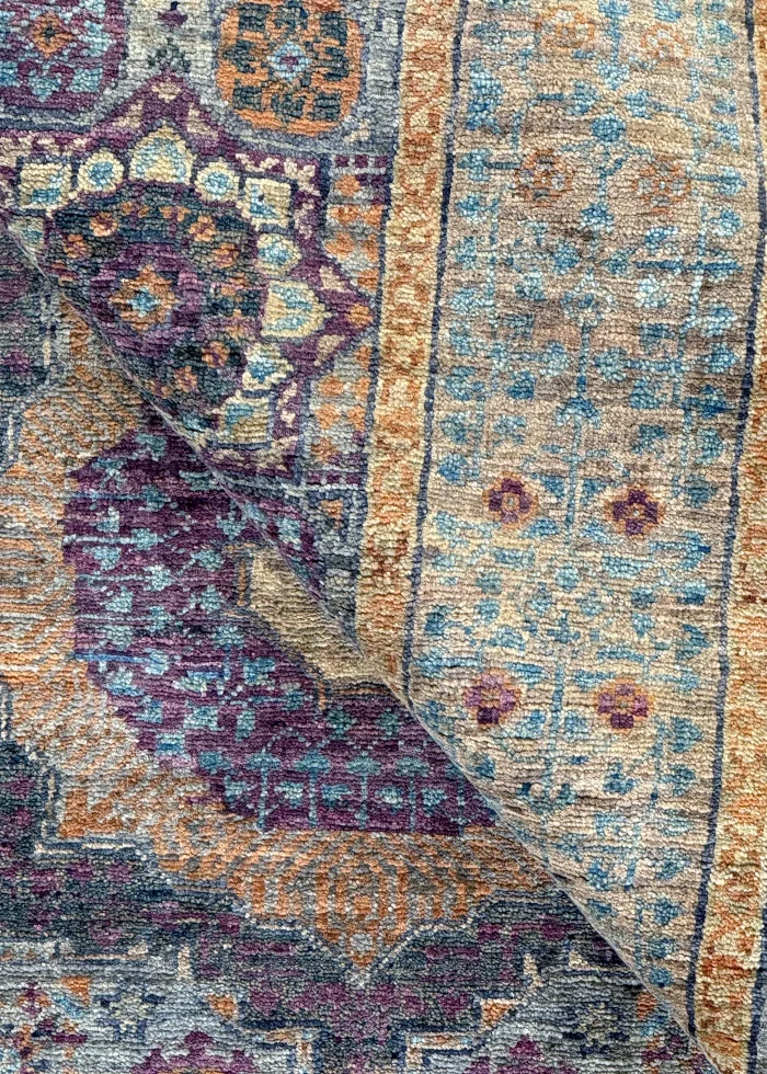 Gray and Purple Wool Persian Rug Tabriz Pattern 4 x 6 - Image 4