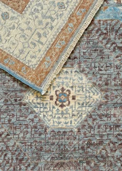 Beige and Blue Wool Persian Rug Tabriz Pattern 3 x 5 - Image 6