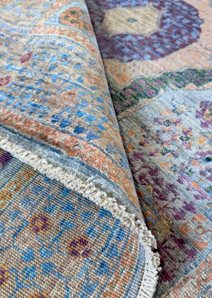 Green and Blue Wool Persian Rug Tabriz Pattern 4 x 6 - Image 5
