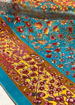 Blue and Beige Persian Rug Bird Garden Pattern 3 x 5 - Image 4