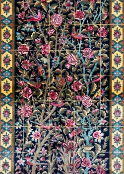 Black and Blue Persian Rug Bird Garden Pattern 3 x 5