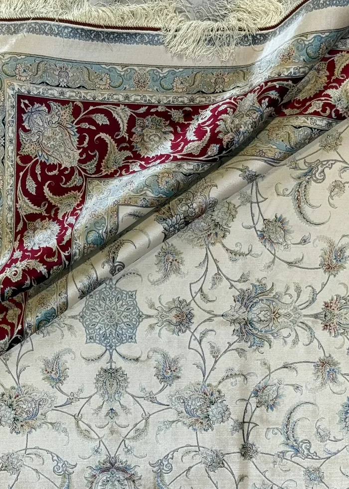 Beige and Red Persian Rug Shah Abbasi Pattern 7 x 9 - Image 5