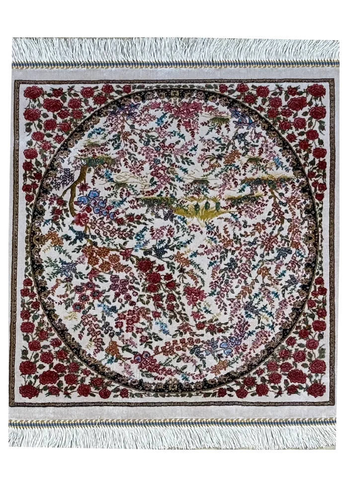 Red and White Persian Rug Eden Pattern 2 x 2