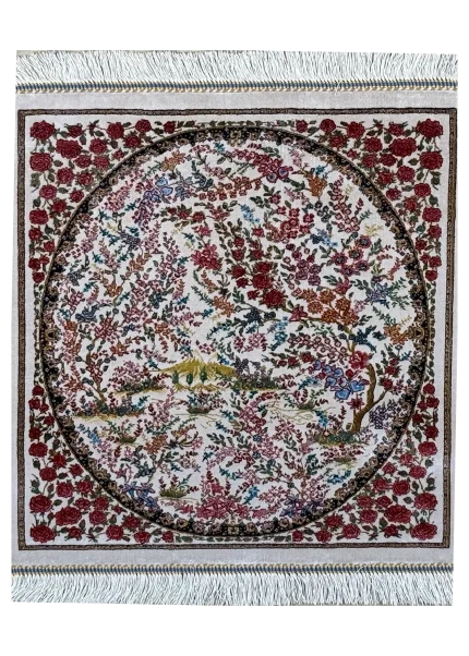Red and White Persian Rug Eden Pattern 2 x 2