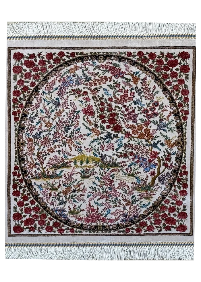 Red and White Persian Rug Eden Pattern 2 x 2