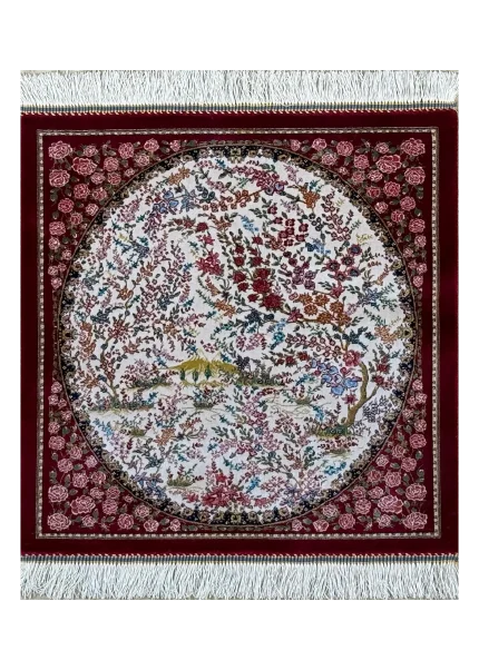 Red and Pink Persian Rug Eden Pattern 2 x 2