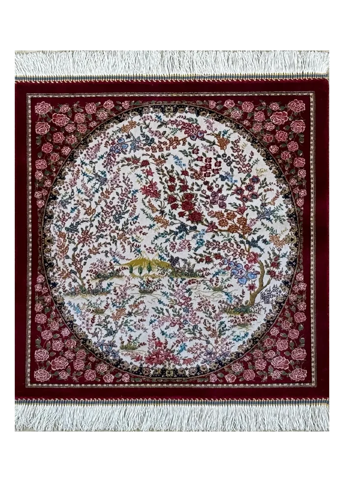 Red and Pink Persian Rug Eden Pattern 2 x 2