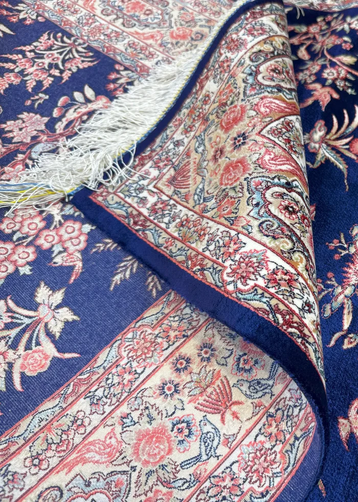 Blue and Beige Persian Rug Mehrab Pattern 3 x 5 - Image 4
