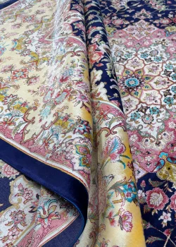 Blue and Pink Persian Rug Shah Abbasi Pattern 7 x 9 - Image 3