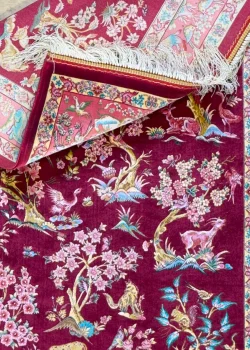 Red and Pink Persian Rug Hunting Pattern 3 x 4 - Image 3