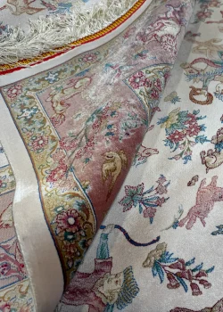 Beige and White Persian Rug Hunting Pattern 4 x 6 - Image 6