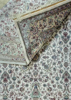 Beige and Green Persian Rug Shah Abbasi Pattern 7 x 9 - Image 5