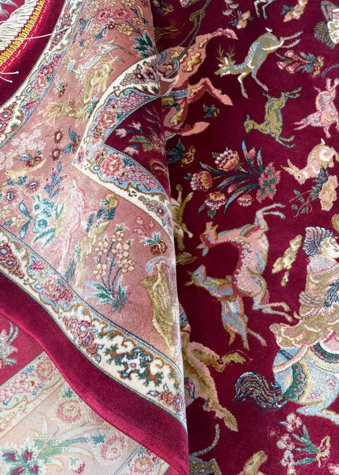 Pink and Red Persian Rug Hunting Pattern 3 x 5 - Image 5