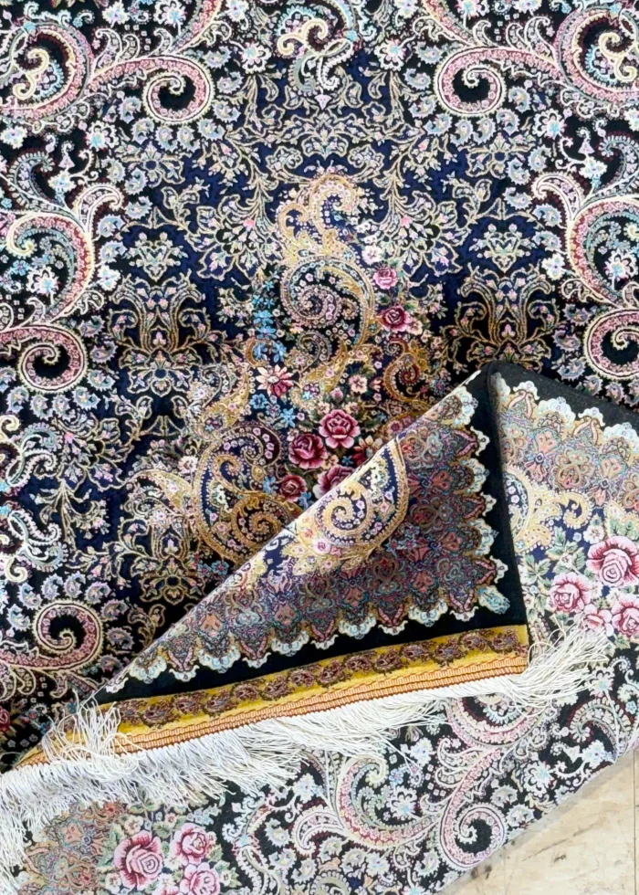 Pink and Black Persian Rug Paisley Pattern 3 x 5 - Image 5