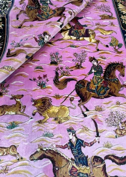 Pink and Purple Persian Rug Hunting Pattern 4 x 6