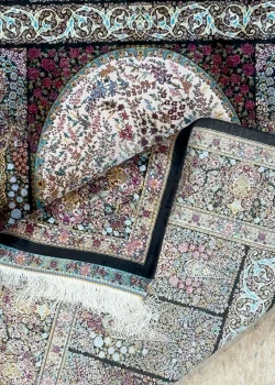 Black and Pink Persian Rug Tile Pattern 4 x 6 - Image 6
