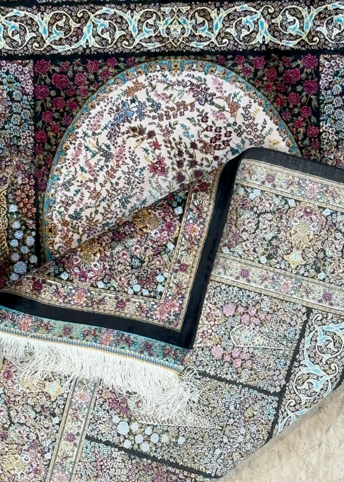 Black and Pink Persian Rug Tile Pattern 4 x 6 - Image 6