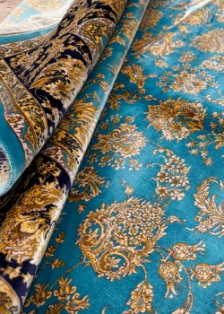 Blue and Gold Persian Rug Afshan Pattern 4 x 6 - Image 4