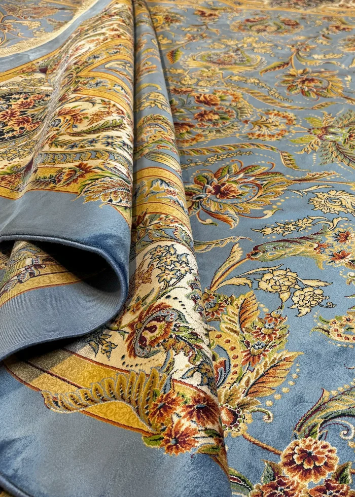 Blue and Beige Persian Rug Afshan Pattern 8 x 10 - Image 4