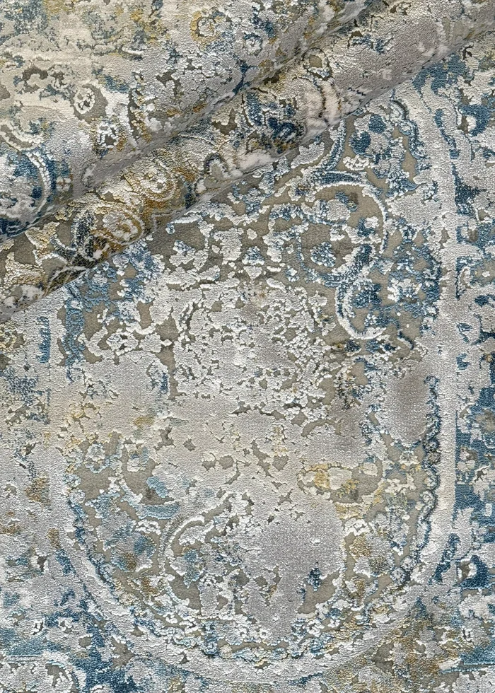 Gray and Blue Persian Rug Dawn Pattern 7 x 9 - Image 4
