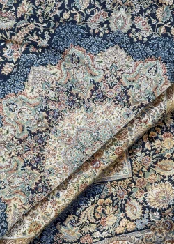 Blue and Beige Persian Rug Toranj Pattern 7 x 7 - Image 6