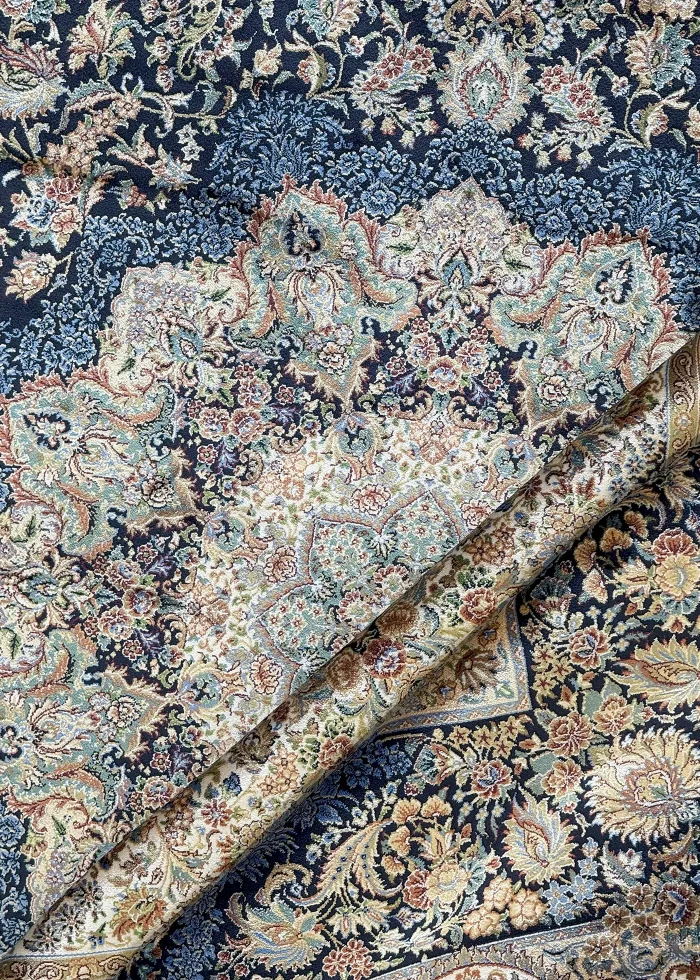 Blue and Beige Persian Rug Toranj Pattern 7 x 7 - Image 6