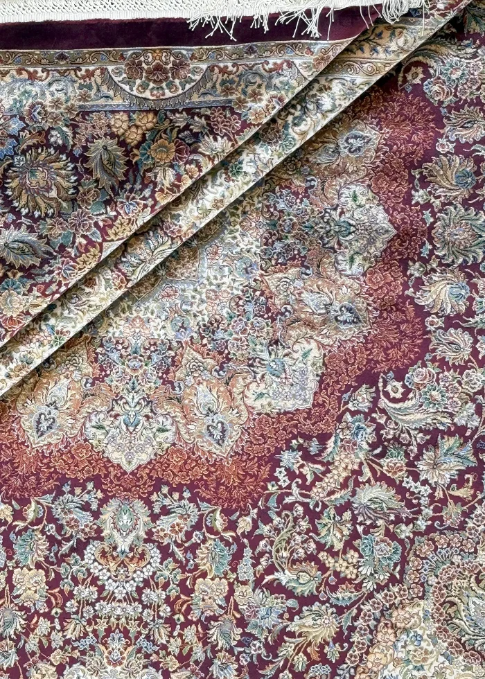 Red and Brown Persian Rug Toranj Pattern 7 x 7 - Image 7