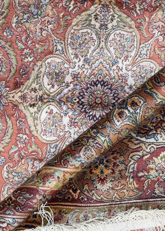 Brown and Orange Persian Rug Mahoor Pattern 7 x 7 - Image 7