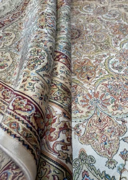 Beige and White Persian Rug Mahoor Pattern 7 x 7 - Image 4