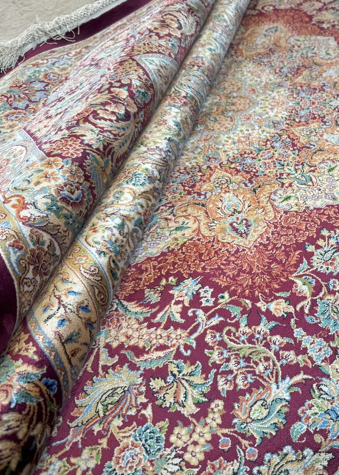 Red and Orange Persian Rug Toranj Pattern 7 x 7 - Image 8