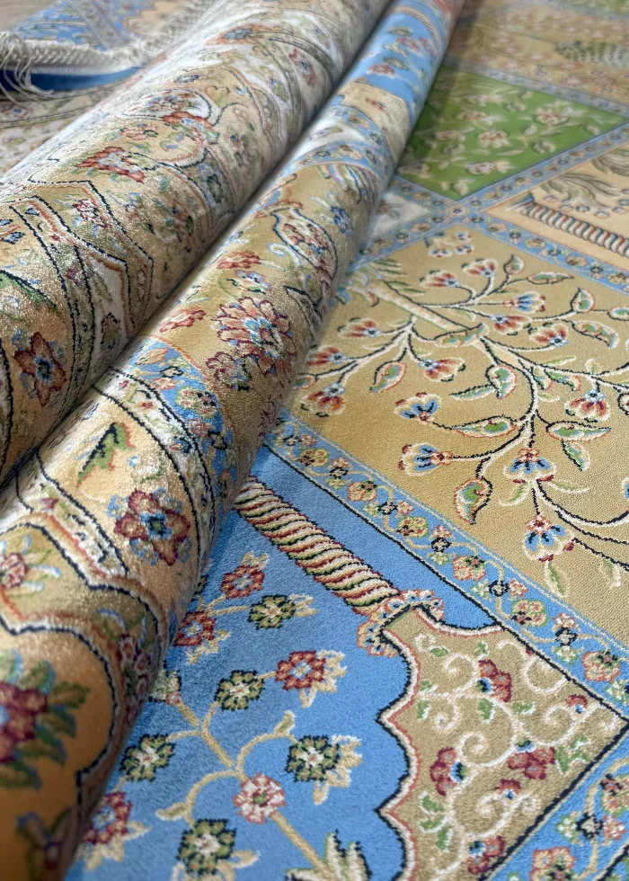 Green and Beige Persian Rug Tile Pattern 7 x 7 - Image 6