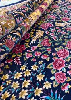 Blue and Pink Persian Rug Bird Garden Pattern 7 x 9 - Image 8