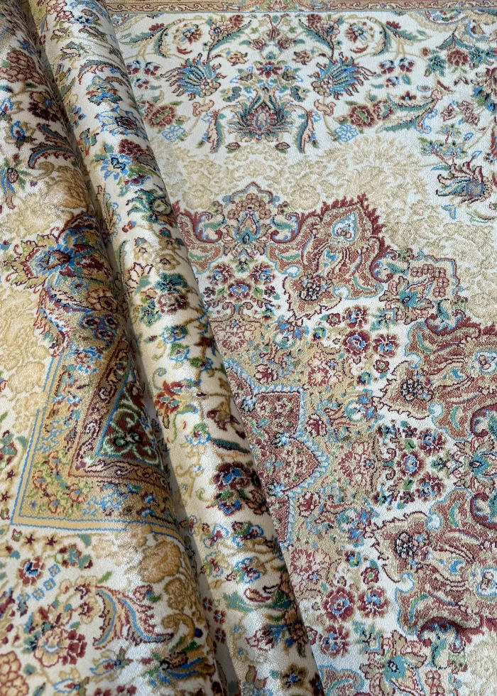 Beige and White Persian Rug Toranj Pattern 4 x 6 - Image 5