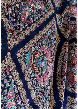 Blue and Pink Persian Rug Thousand Flowers Pattern 7 x 7 - Image 6
